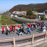 河原でマラソン（山形市）