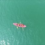 月山湖でカヌー（西川町）